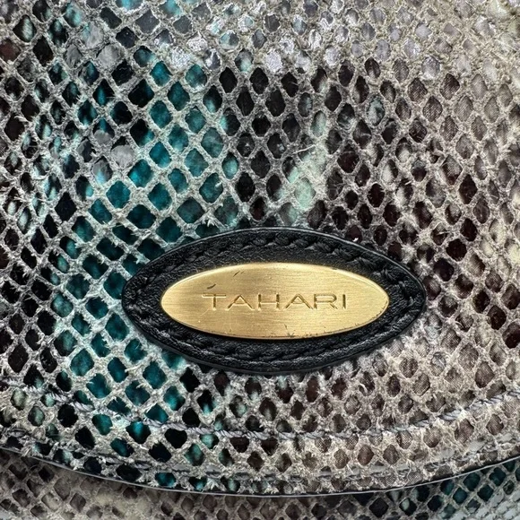 Tahari Leather Snake Print Satchel - Picture 3 of 9